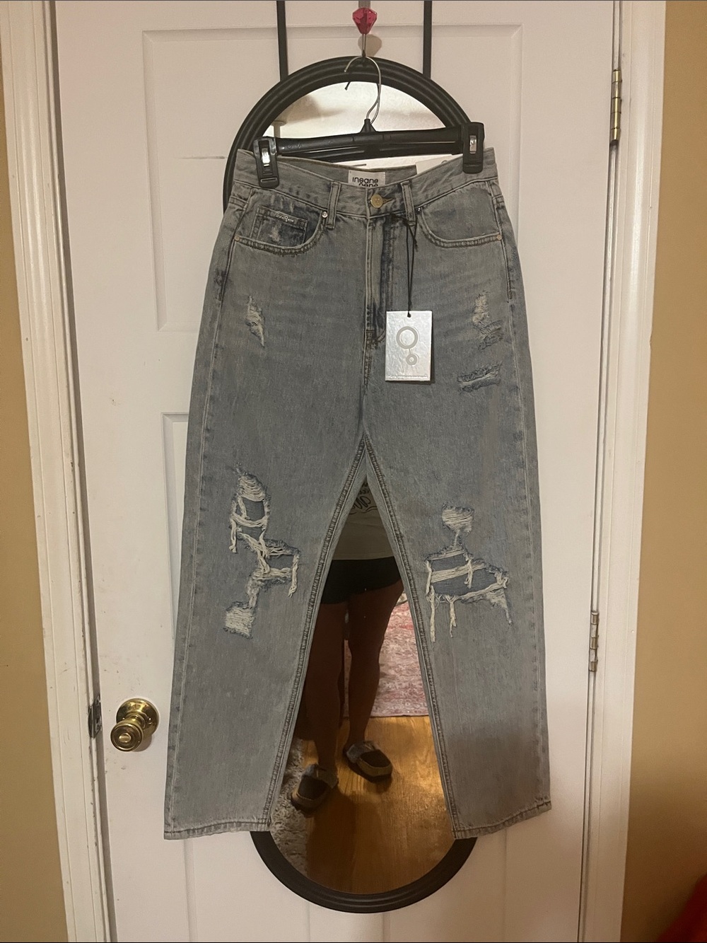 High-Rise Distressed Gray Women’s Jeans